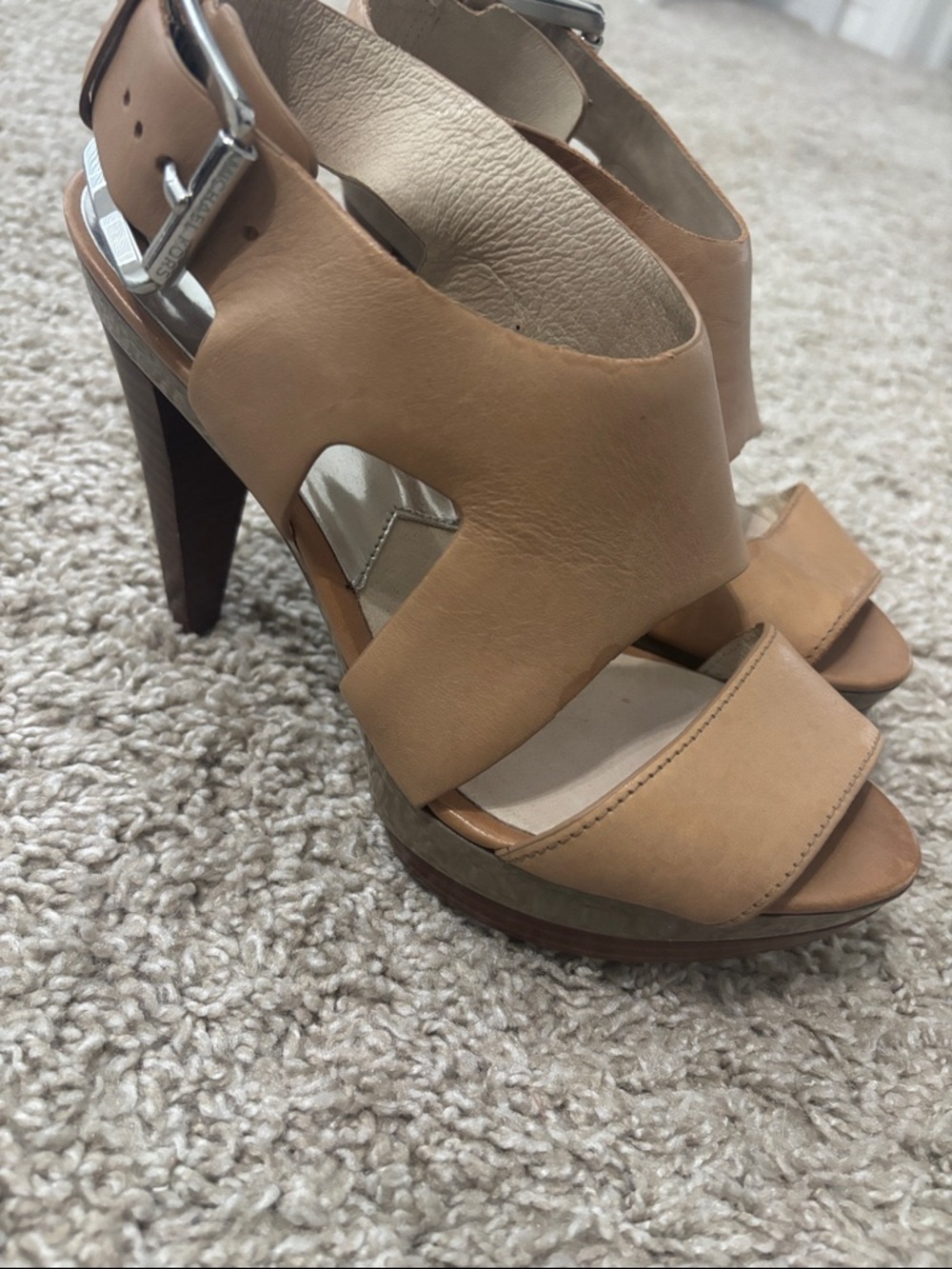 MICHAEL Michael Kors Tan Cutout Leather Platform Heels
